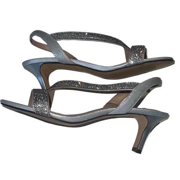 Nina Nieves True Silver Reflective Crystals Sling-back Sandals Size 7.5 NIB - Picture 8 of 11